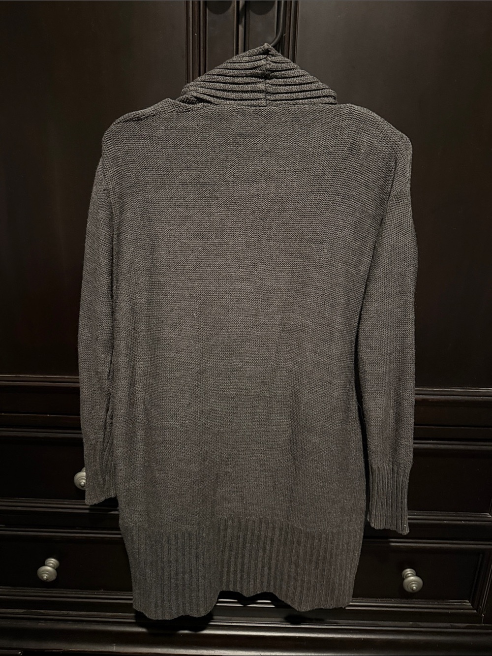 Essentials Charcoal Open-Front Ribbed Cardigan - Picture 3 of 3